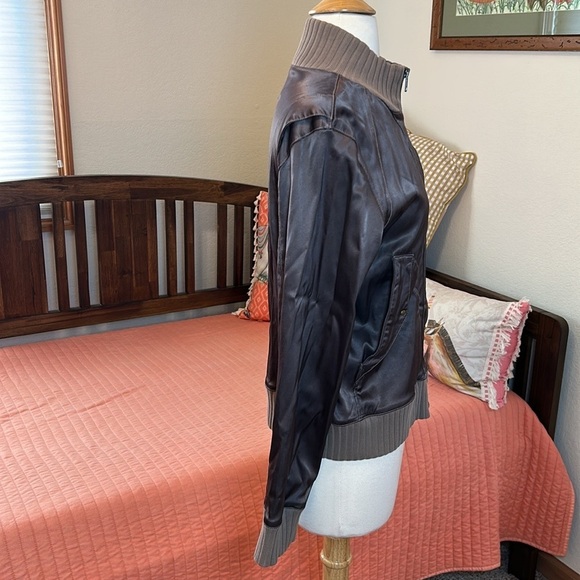 Joe’s Jeans Vintage Y2K Satin Aviation Bomber Brown Jacket size Large - Picture 4 of 16